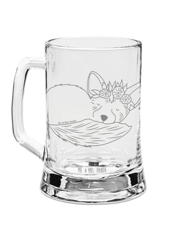 Mr. & Mrs. Panda Gravur Bierkrug Wüstenfuchs Blumen ohne Spruch in Transparent