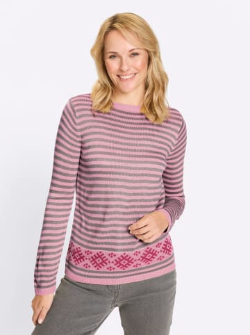 Sieh an! Langarm-Pullover in rosé-magenta-gemustert