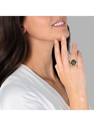 Rafaela Donata Ring Sterling Silber Rauchquarz in gelbgold