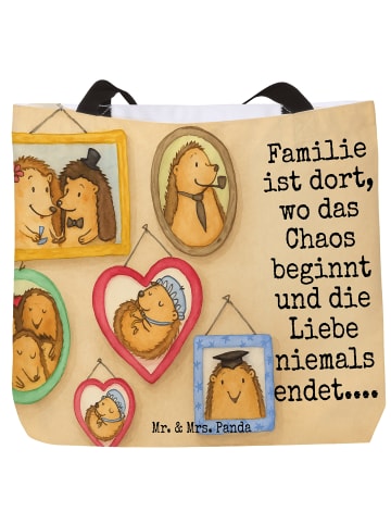 Mr. & Mrs. Panda Henkeltasche Igel Familie Design mit Spruch in Weiß