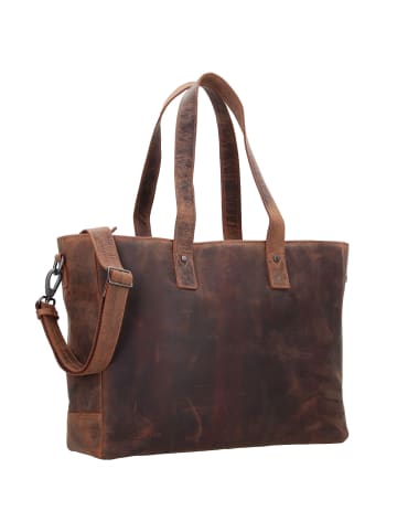 Plevier Shopper Tasche Leder 41 cm Laptopfach in dunkelbraun