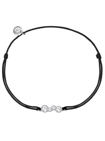 Glanzstücke München Armband Sterling Silber Textil (schwarz) Zirkonia weiß in silber