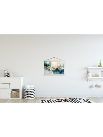 MuchoWow Poster mit Leiste Abstrakte Kunst gold blau