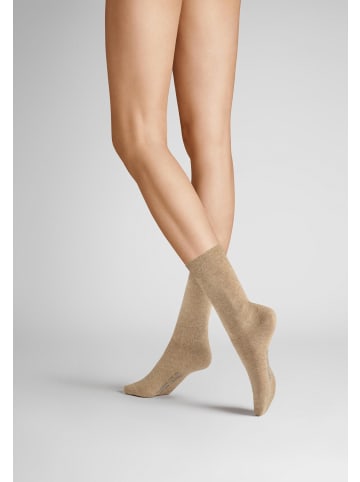 Hudson Socken Relax Cotton druckfreier Bund in Beigemel.
