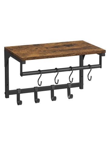 VASAGLE Wandgarderobe Barnet-old in Braun-Schwarz - (B)24 x (H)24 x (T)40 cm