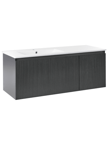 Beliani Badezimmerschrank mit Spiegel TIETE in Schwarz/Weiß
