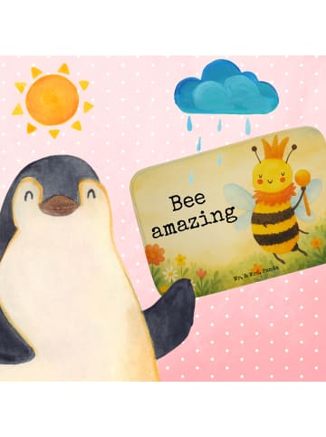 Mr. & Mrs. Panda Badezimmerteppich Biene König Design mit Spruch in Weiß