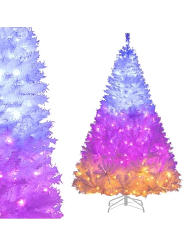 COSTWAY 180 cm Künstlicher Weihnachtsbaum mit Beleuchtung in Weiß