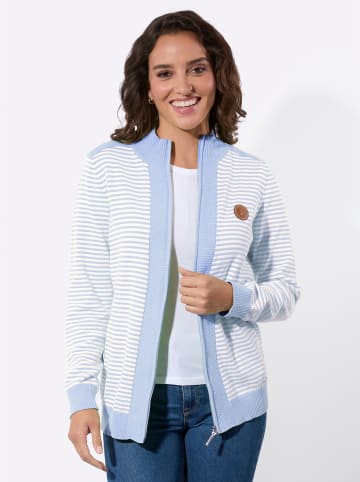 WITT WEIDEN Strickjacke in hellblau-weiß-geringelt