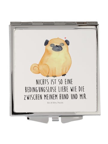 Mr. & Mrs. Panda Frauen Spiegel Mops mit Spruch in Weiß
