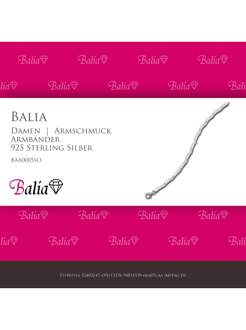 BALIA 925 Sterling Silber Damen Balia Silberarmbänder Welle Armband ca. 18,5cm