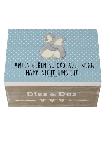 Mr. & Mrs. Panda holzschachtel Tante Schokolade mit Spruch in Blau Pastell