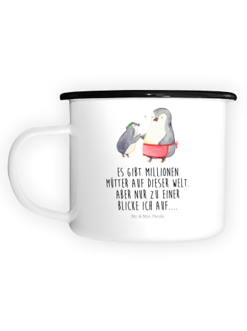 Mr. & Mrs. Panda Becher Pinguin mit Kind mit Spruch in Weiß
