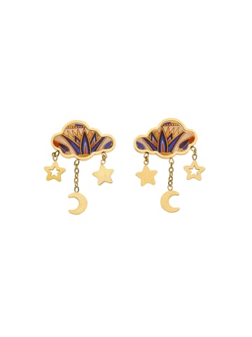 IZIA Women Pair Of Earrings in Gold Blue Multicolor