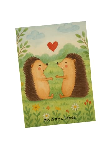 Mr. & Mrs. Panda Postkarte Igel Liebe Design ohne Spruch in Weiß