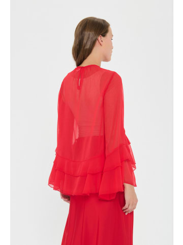 SAINT TROPEZ Langarm-Bluse MazelleSZ Lockere Passform in Chinese Red