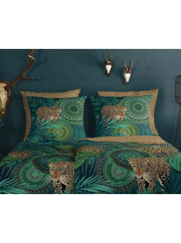 Traumschloss Comfort Flanell Bettwäsche - Imani - Leopard, Dschungel mit Mandalas in grün