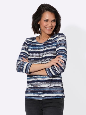 WITT WEIDEN Rundhals-Shirt in eisblau-beige-bedruckt