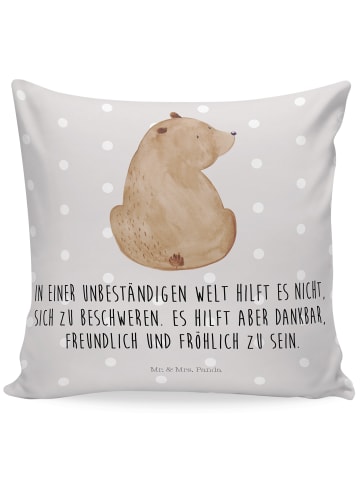 Mr. & Mrs. Panda Zierkissen Bär Schulterblick mit Spruch in Grau Pastell