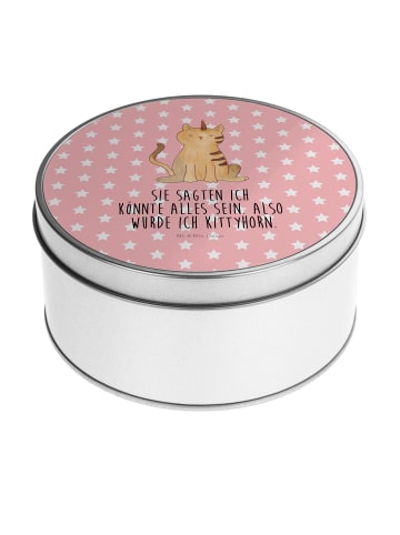 Mr. & Mrs. Panda Blechdose rund Einhorn Katze mit Spruch in Rot Pastell