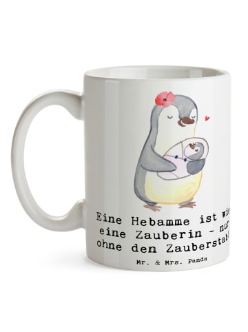 Mr. & Mrs. Panda Bürotasse Hebamme Magie mit Spruch in Weiß