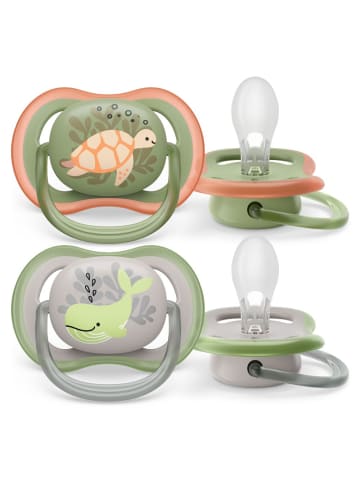 Philips Avent Schnuller 2er Pack Ultra Air 6-18 M - Schildkröte / in gruen,grau,motiv