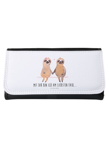 Mr. & Mrs. Panda Frauen Portemonnaie Faultier Pärchen mit Spruch in Weiß