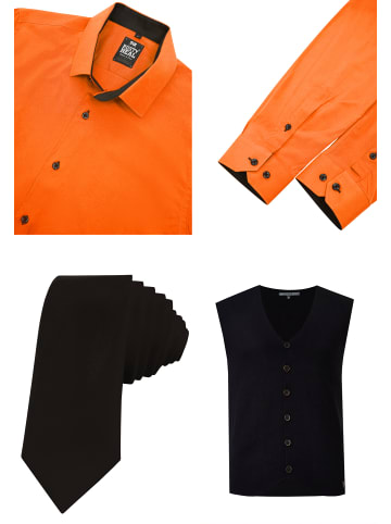 Rusty Neal Hemd mit Weste und Krawatte in Orange