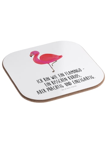 Mr. & Mrs. Panda Bierdeckel Flamingo Classic mit Spruch in Weiß