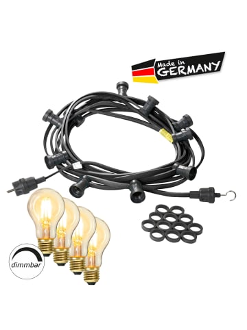 SATISFIRE Garten Party Lichterkette Illu 30x dimmbare LED Glühbirne 20m schwarz