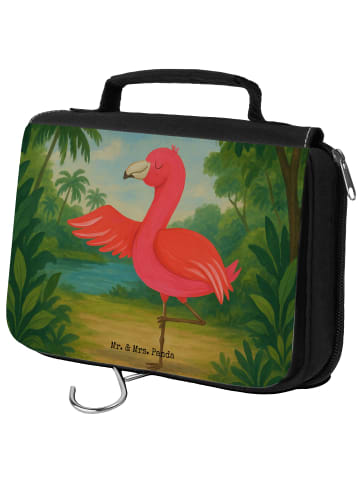 Mr. & Mrs. Panda Kulturtäschchen Flamingo Yoga Design ohne Spruch in Weiß