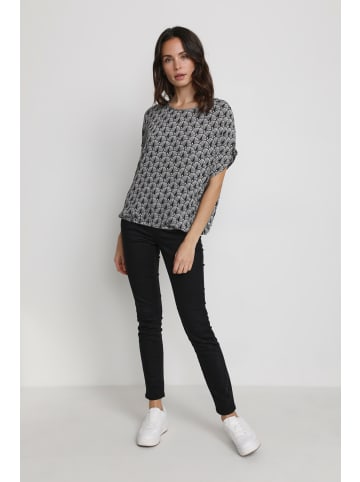 Kaffe Langarm-Bluse KAedita in Black/Chalk/Rose Fan Print