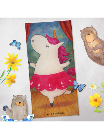 Mr. & Mrs. Panda Badehandtuch Einhorn Ballerina Design ohne Spruch in Weiß