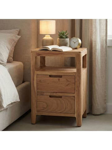 FineBuy Nachttisch in Braun / Akazie / 40x30x60