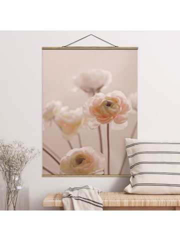 WALLART Stoffbild mit Posterleisten - Zarter Strauch an Rosa Blüten in Rosa