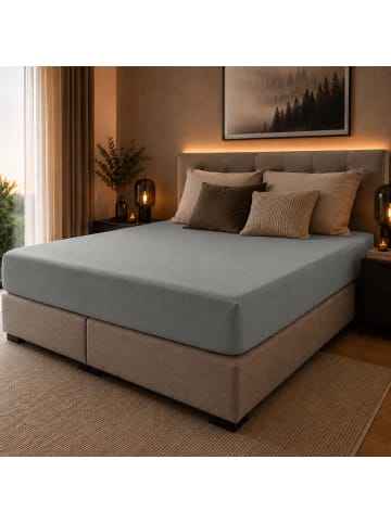 BettwarenShop Spannbettlaken Ultra-Stretch in titan