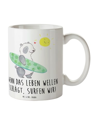 Mr. & Mrs. Panda Kaffeepott Sommer Wellen Surf mit Spruch in Weiß