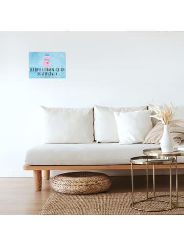 Mr. & Mrs. Panda Dekoschild Metall Schwein Glühwein mit Spruch in Eisblau