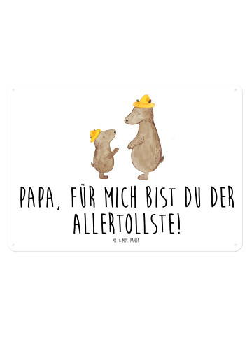 Mr. & Mrs. Panda Blechschild Bären mit Hut mit Spruch in Weiß