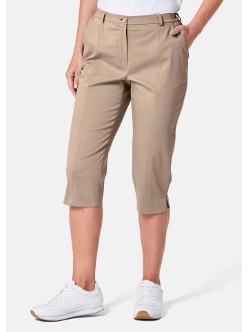 GOLDNER Kurze Caprihose aus Satin mit Stretch in beige