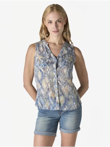 KOROSHI Ärmellose, bedruckte Damenbluse in blau