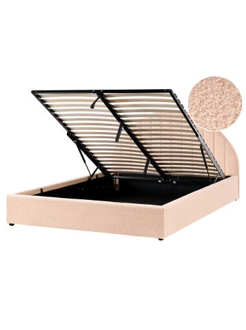 Beliani 3-tlg Doppelbett CHADENET in Rosa