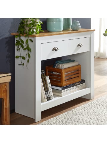 KADIMA DESIGN Konsolentisch | Weiß/Eiche, 85x35x76cm, Schubladen