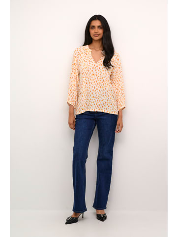 Kaffe Langarm-Bluse KAsigrid in White/Orange Graphic Dots