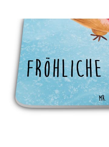 Mr. & Mrs. Panda Untersetzer Rotkehlchen Weihnachten mit Spruch in Eisblau