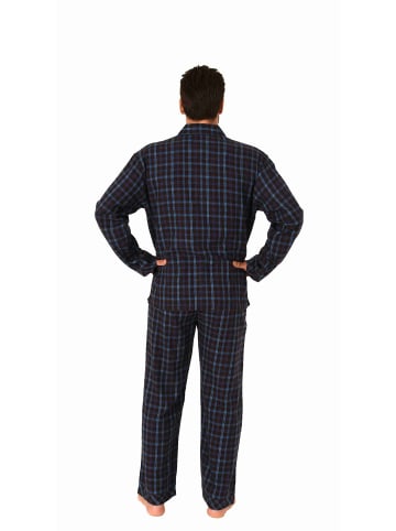 NORMANN langarm Flanell Pyjama Set Schlafanzug zum durchknöpfen - 70907 in schwarz