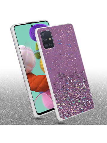 cadorabo Hülle für Samsung Galaxy A51 4G / M40s Glitter in Lila mit Glitter