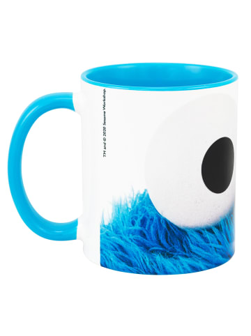 United Labels Sesamstraße Tasse - Krümelmonster Cookie Monster 320 ml in blau/weiß