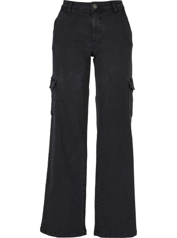 Urban Classics Urban Classics Damen Ladies High Waist Straight Denim Cargo Pants in black washed