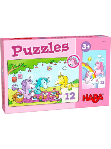 HABA Sales GmbH & Co.KG Puzzles Einhorn Glitzerglück - Rosalie & Friends. 2 x 12 Teile